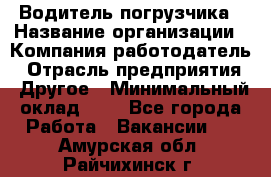 Водитель погрузчика › Название организации ­ Компания-работодатель › Отрасль предприятия ­ Другое › Минимальный оклад ­ 1 - Все города Работа » Вакансии   . Амурская обл.,Райчихинск г.